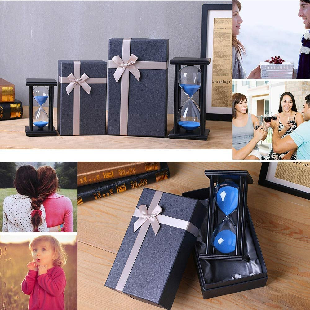 Hourglass Timer 30/60 Minutes Wood Sand Hourglass Clock for Creative Gifts Room Decor Office Kitchen Decor Birthday (30 Min, Blue)